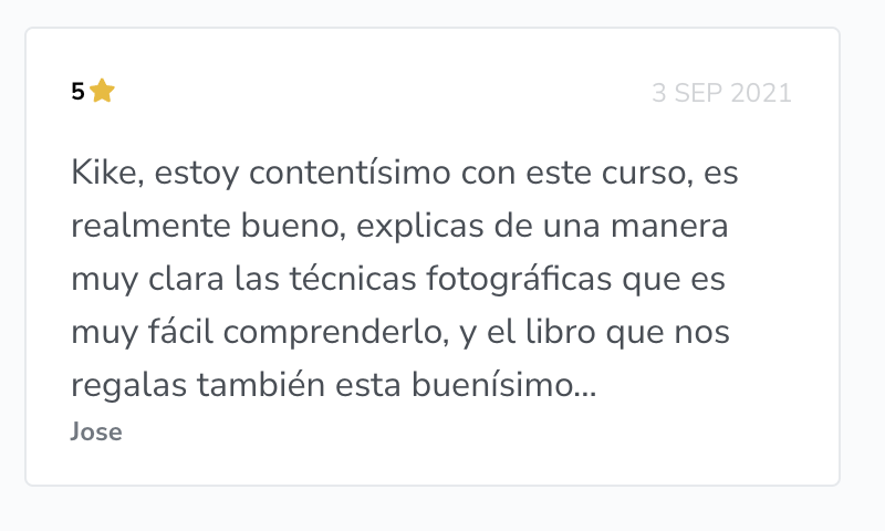 opinion del curso de fotografia